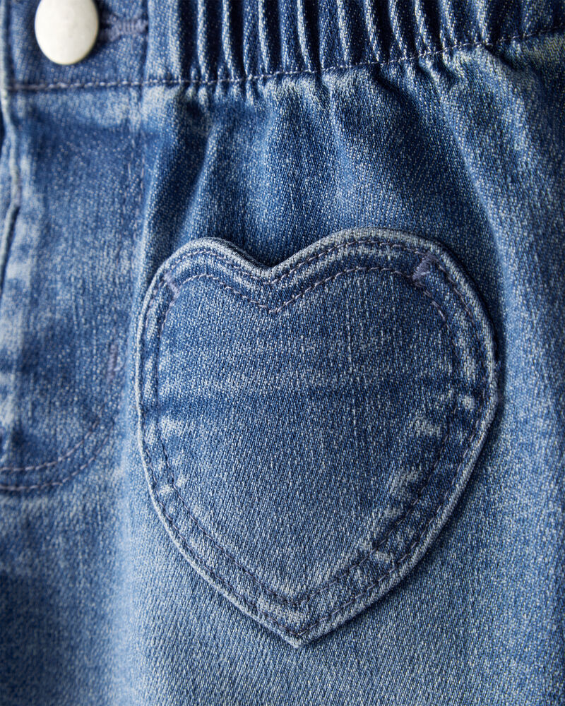 Baby Girl Heart Pocket Barrel Jeans - Blue, image 3 of 5 slides