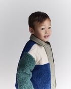 Toddler Boy Colorblock Sherpa Jacket - Blue/Cream, image 4 of 7 slides