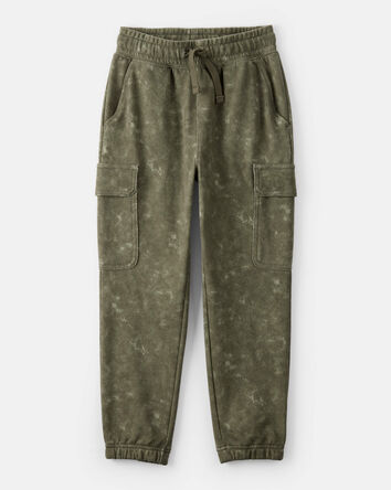 Boys Acid Wash Print French Terry Joggers - Green, 