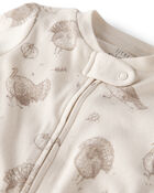 Baby Organic Cotton Sleep & Play Pajamas in Turkey Trot, image 2 of 4 slides