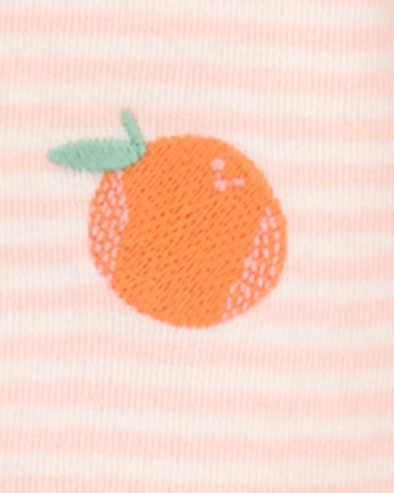Baby Orange Print Snug Fit Cotton 4-Piece Pajamas, image 4 of 5 slides
