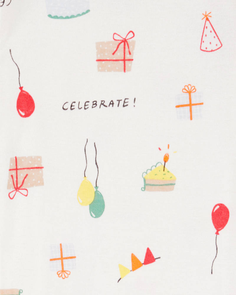 Toddler 2-Piece Birthday 100% Snug Fit Cotton Pajamas - Ivory, image 2 of 3 slides