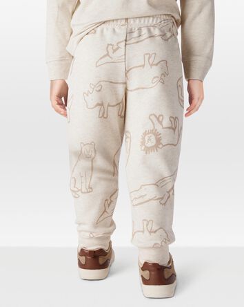 Toddler Pull-On Animal Print Fleece Pants - Gray, 
