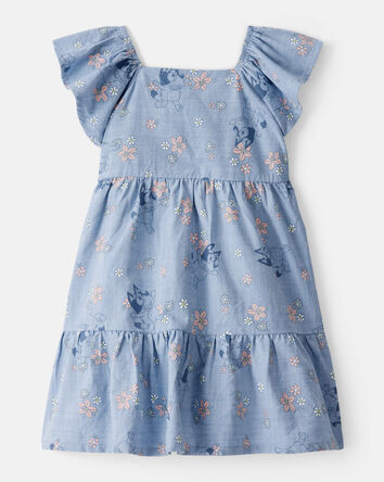 Baby Girl Bluey Floral Print Denim Dress - Blue, 
