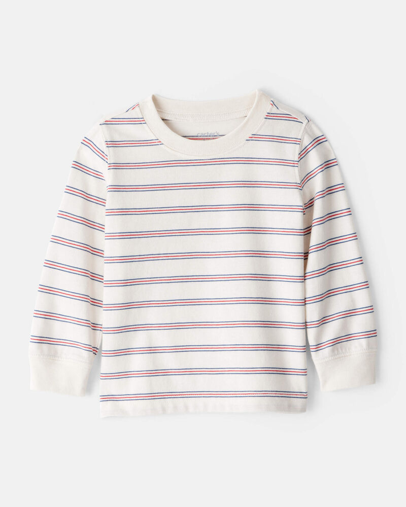 Baby Boy Striped Long-Sleeve Tee - Ivory, image 1 of 3 slides