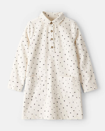 Girls Floral Corduroy Dress - Ivory, 