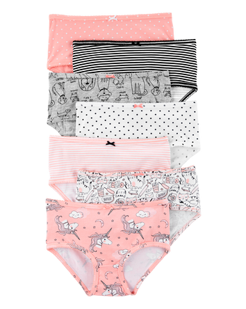 Kid 7-Pack Unicorn Print Brief Stretch Cotton Underwear, 