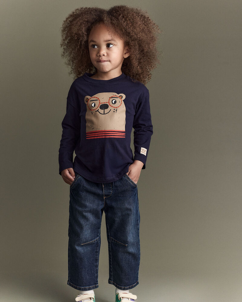Toddler Boy Otter Long-Sleeve Relaxed Graphic Tee - Navy, image 1 of 7 slides