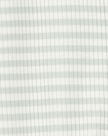 Baby Boy Striped 2-Way Zip Ribbed Sleep & Play Pajamas - Green/White, 