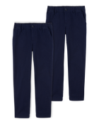 Kid 2-Pack Stretch Chino Uniform Pants - Navy, image 1 of 4 slides