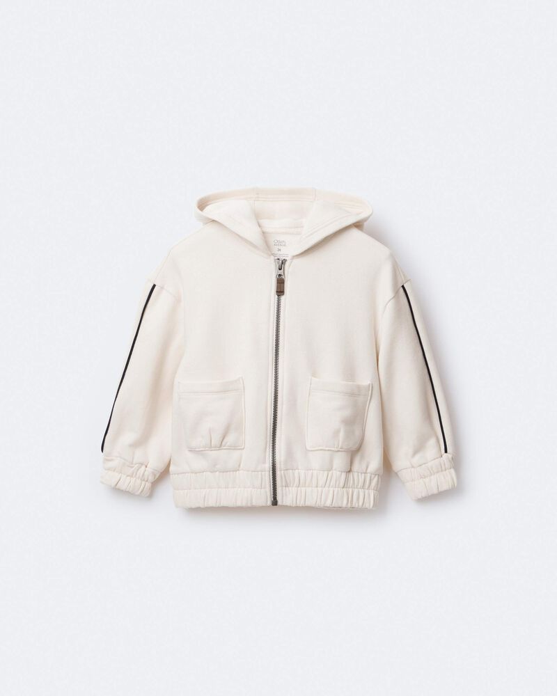 Toddler Girl Zip-Up Hoodie - Cream, image 2 of 7 slides