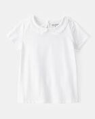 Toddler Scalloped Collar Short-Sleeve Top - White, image 1 of 4 slides