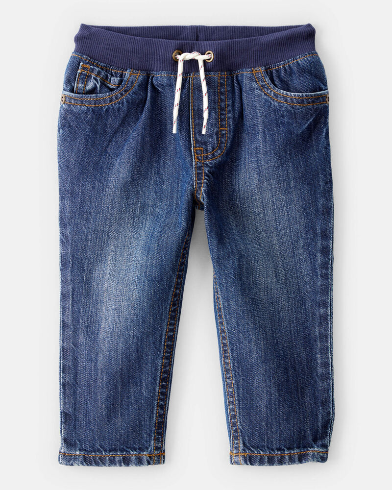 Baby Boy  Pull-On Straight Denim Pants - Medium Wash, image 1 of 4 slides