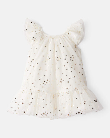 Baby Girl Star Print Short-Sleeve Dress - White, 