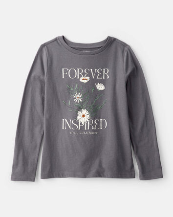 Girls Wildflower Long-Sleeve Graphic Tee - Grey, 