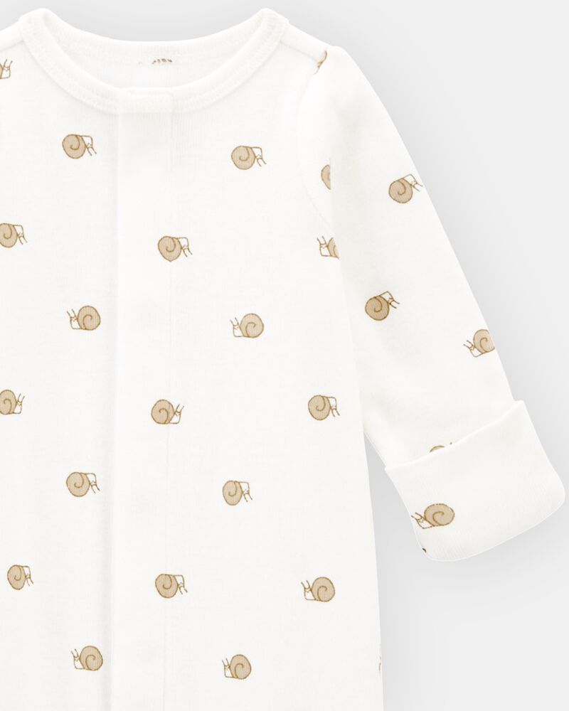 Baby Preemie Snail Cotton Sleeper Gown, image 3 of 6 slides