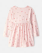 Toddler Girl Leaf Print Long Sleeve Dress - Pink, image 2 of 4 slides
