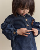 Toddler Girl Puff-Sleeve Denim Dress - Blue, image 5 of 8 slides