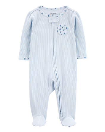 Baby Floral 2-Way Zip Ribbed Sleep & Play Pajamas, 