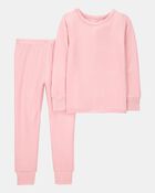 Toddler Girl Solid PurelySoft 2-Piece Pajamas - Pink, image 1 of 5 slides