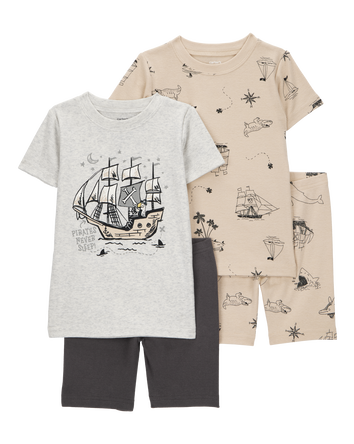 Toddler Boy Pirate Print Snug Fit 4-Piece Pajamas, 