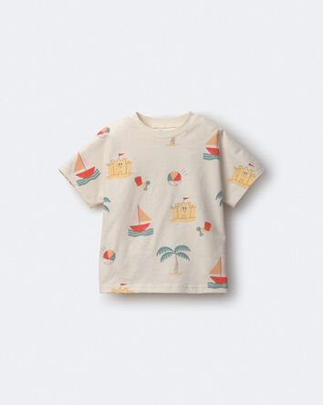Toddler Dolman Tee in Sandcastle Print - Cream, 