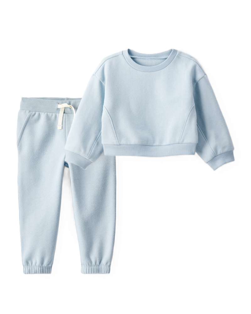Baby Girl 2-Piece Daydream Fleece Pullover Sweatshirt & Joggers Set - Blue, image 1 of 6 slides