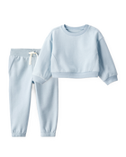 Baby Girl 2-Piece Daydream Fleece Pullover Sweatshirt & Joggers Set - Blue, image 1 of 6 slides