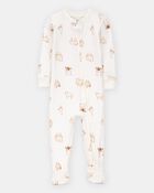 Baby Farm Animals Print PurelySoft Footie 1-Piece Pajamas - Ivory, image 1 of 5 slides