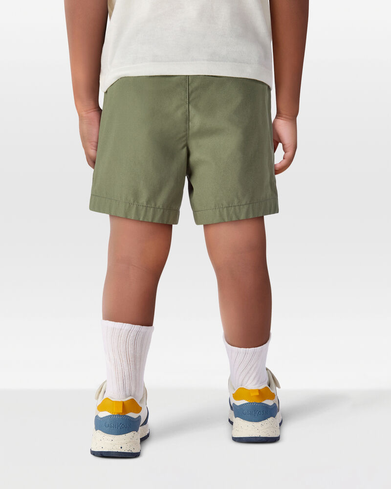 Toddler Pull-On Poplin Shorts - Olive, image 3 of 6 slides