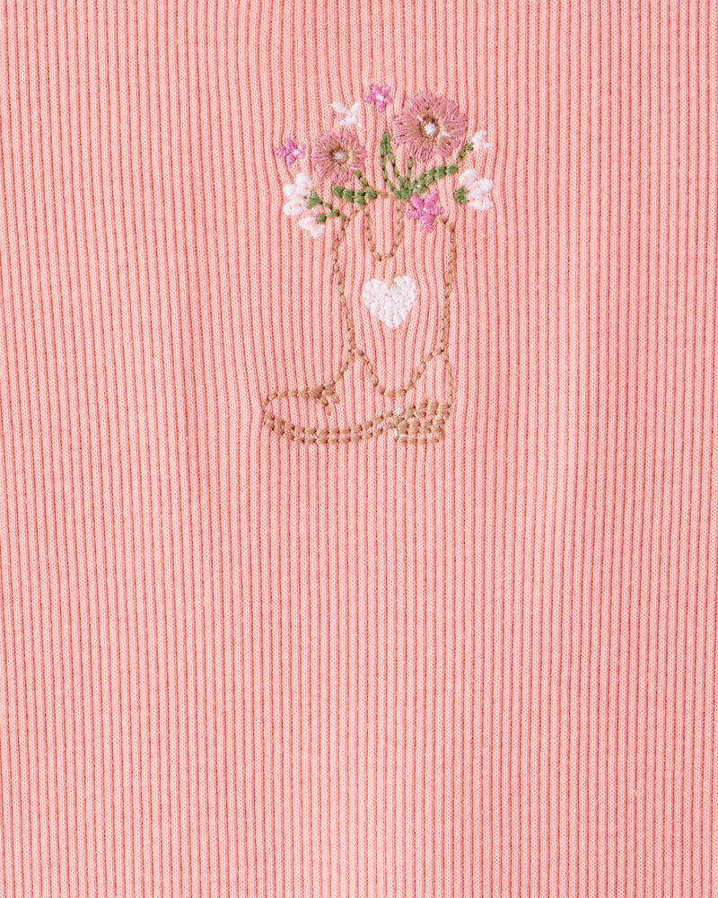 Toddler Girl Cowgirl Boot Cotton Short-Sleeve Top - Pink, image 3 of 4 slides