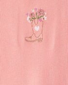 Toddler Girl Cowgirl Boot Cotton Short-Sleeve Top - Pink, image 3 of 4 slides