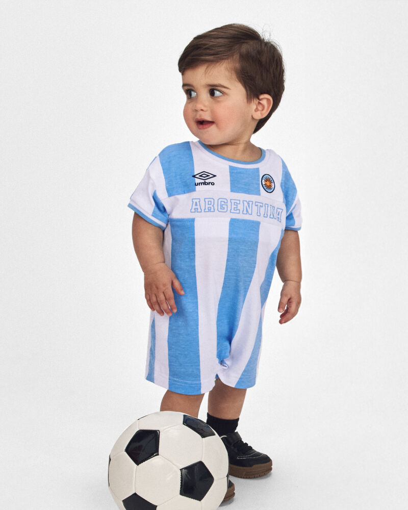 Baby Umbro Argentina Soccer Romper - Light Blue/White, image 2 of 6 slides