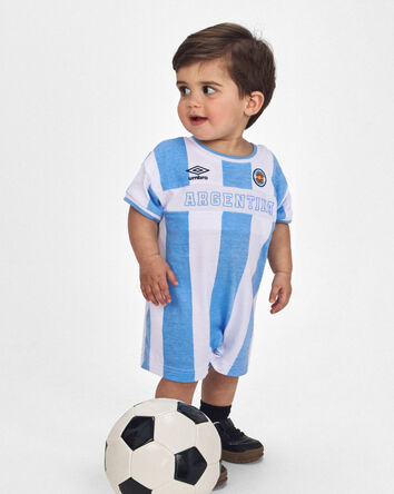 Baby Umbro Argentina Soccer Romper - Light Blue/White, 