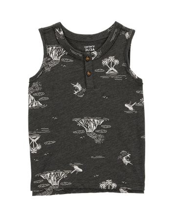 Toddler Sea Print Sleeveless Slub Jersey Tank, 