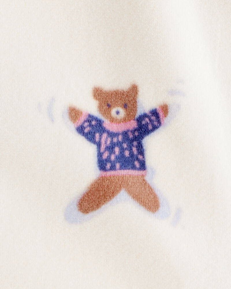 Baby Girl Snow Animals DreamPlush Snug Fit Long-Sleeve 2-Way Zip 1-Piece Pajamas - Ivory, image 3 of 4 slides