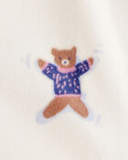 Baby Girl Snow Animals DreamPlush Snug Fit Long-Sleeve 2-Way Zip 1-Piece Pajamas - Ivory, image 3 of 4 slides