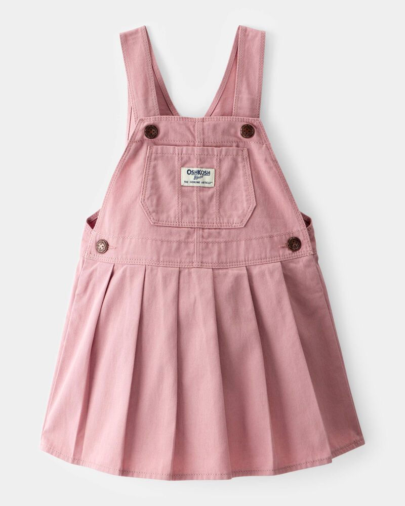 Toddler Girl Pleated 100% Cotton Jumper Dress - Pink, image 1 of 4 slides