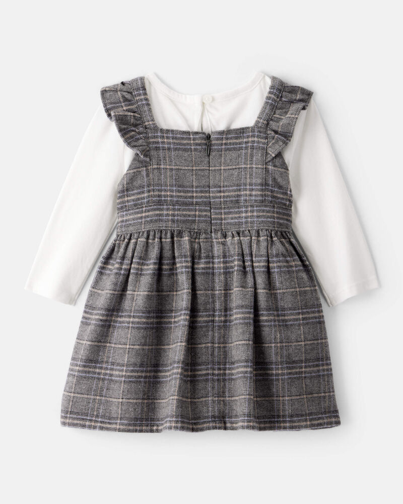 Baby Girl 2-Piece Plaid Long-Sleeve Dress Set, image 2 of 6 slides