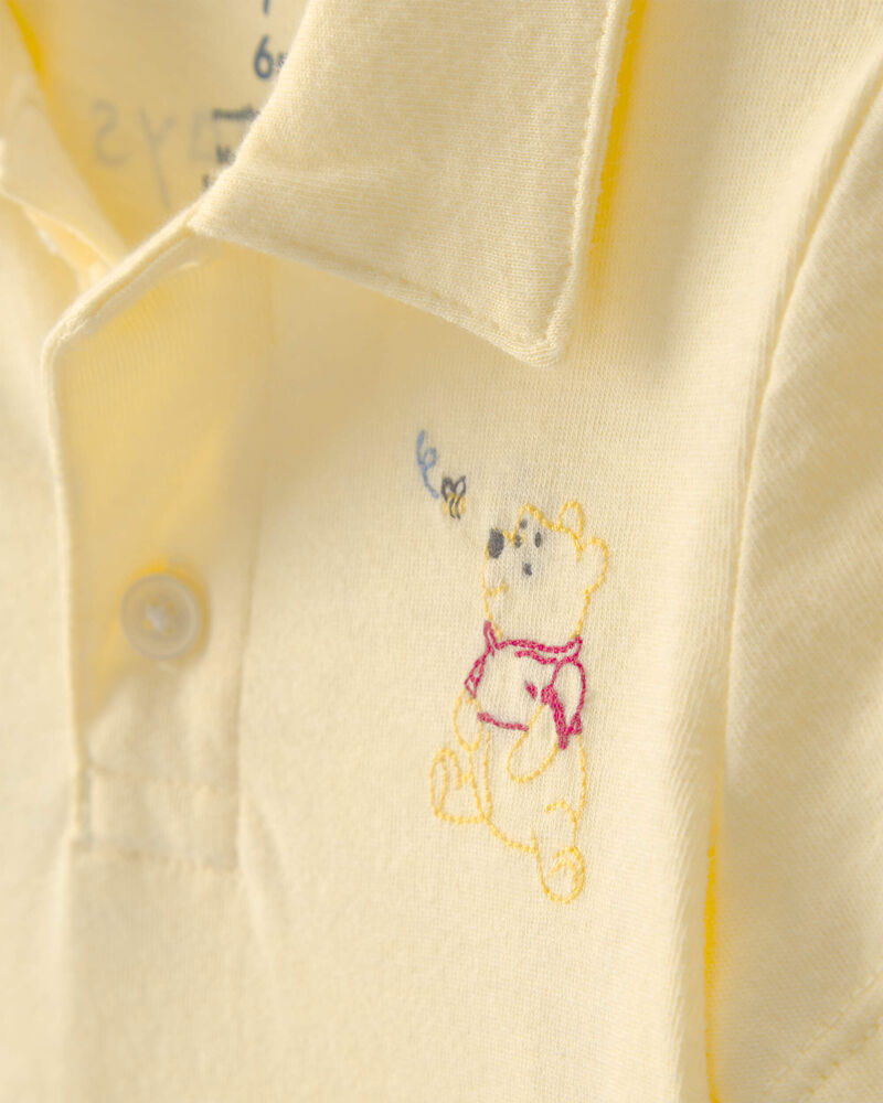 Baby Boy Disney&copy; Winnie the Pooh Embroidered Polo Bodysuit with Back Art - Yellow, image 2 of 5 slides