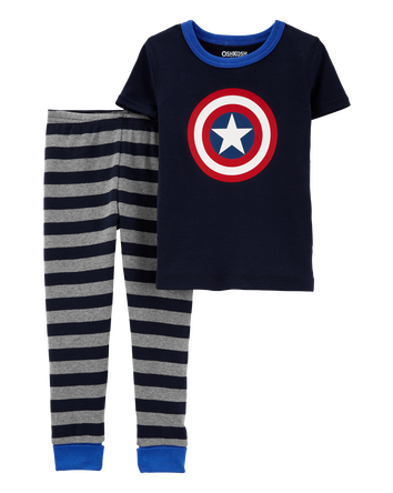 Toddler 2-Piece Captain America 100% Snug Fit Cotton Pajamas, 