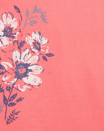 Girls Flower-Print Long-Sleeve Graphic Tee - Orange, 