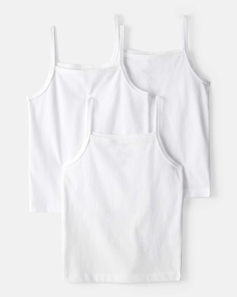 Girls 3-Pack Cami Tank Undershirts - White, image 1 of 3 slides