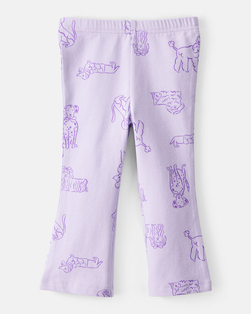 Baby Girl 2-Piece Dog Print Top & Flare Stretch Leggings Set - Purple, image 5 of 6 slides