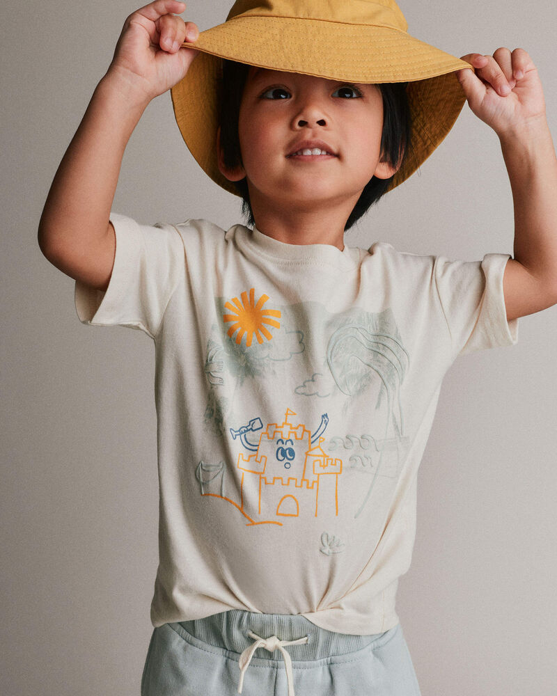 Toddler Relaxed Graphic Tee in Beach Print - Cream, image 5 of 6 slides