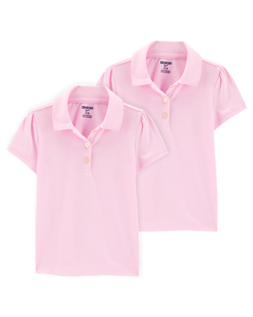 Toddler 2-Pack Pique Uniform Polo Shirts - Pink, 