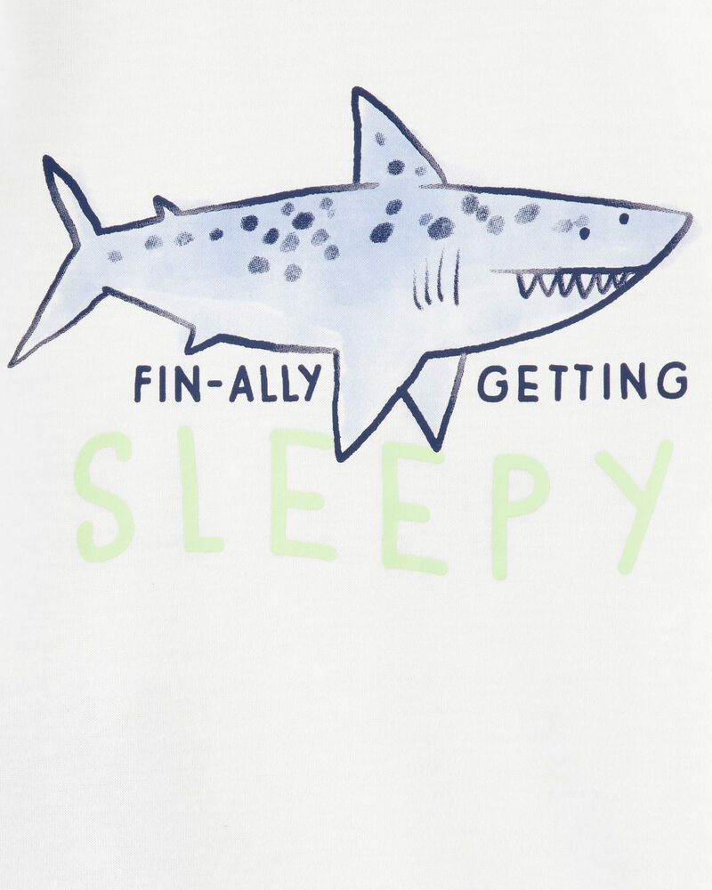 Toddler Boy Shark Print Loose Fit 2-Piece Pajamas - Blue, image 2 of 3 slides