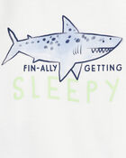 Toddler Boy Shark Print Loose Fit 2-Piece Pajamas - Blue, image 2 of 3 slides
