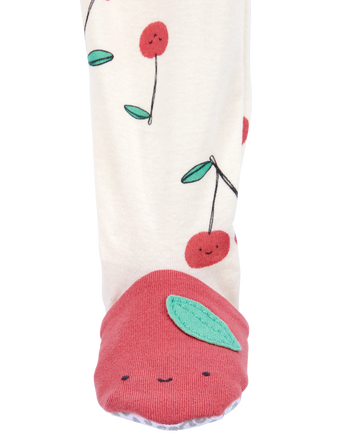 Toddler Girl Cherry Print Snug Fit Cotton Footie 1-Piece Pajamas, 