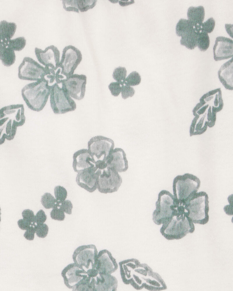 Baby 2-Piece Flutter-Sleeve Floral Bodysuit & Short Set - Ivory/Green, image 2 of 3 slides